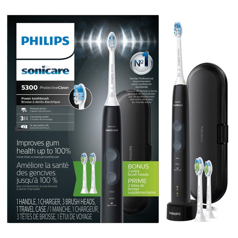 Philips Sonicare ProtectiveClean 5300 HX6423/34 Toothbrush Black Sealed Heads